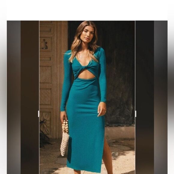 NWT L Space Hayden dress women's size large long with side slit - Picture 4 of 16